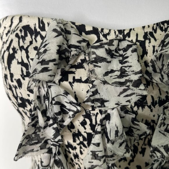 Cynthia Steffe Women's Black White Ruffle Mini Strapless Dress Size 2 - Picture 4 of 16